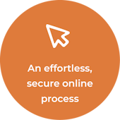 an orange circle with a piggy bank and the words no prepayment penalty | No prepayment penalty