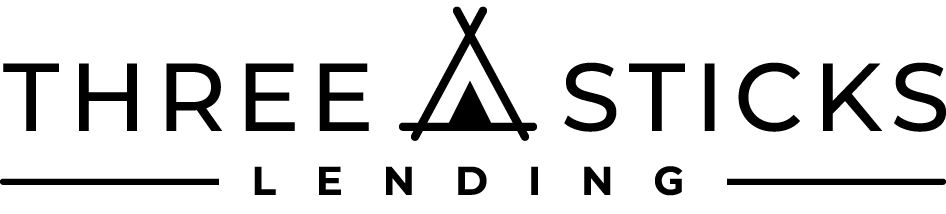 a black and white logo for three sticks lending | THREE ✗ STICKS LENDING